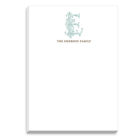 Robins Egg Ornate Initial Notepads